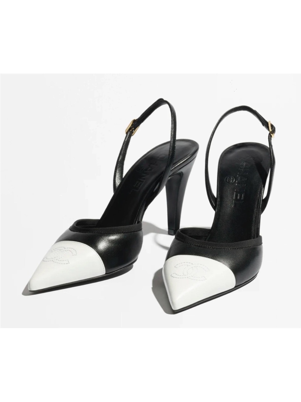 Chanel Pointed Slingback Pumps in Black WITH BLACK TOE! NOT WHITE